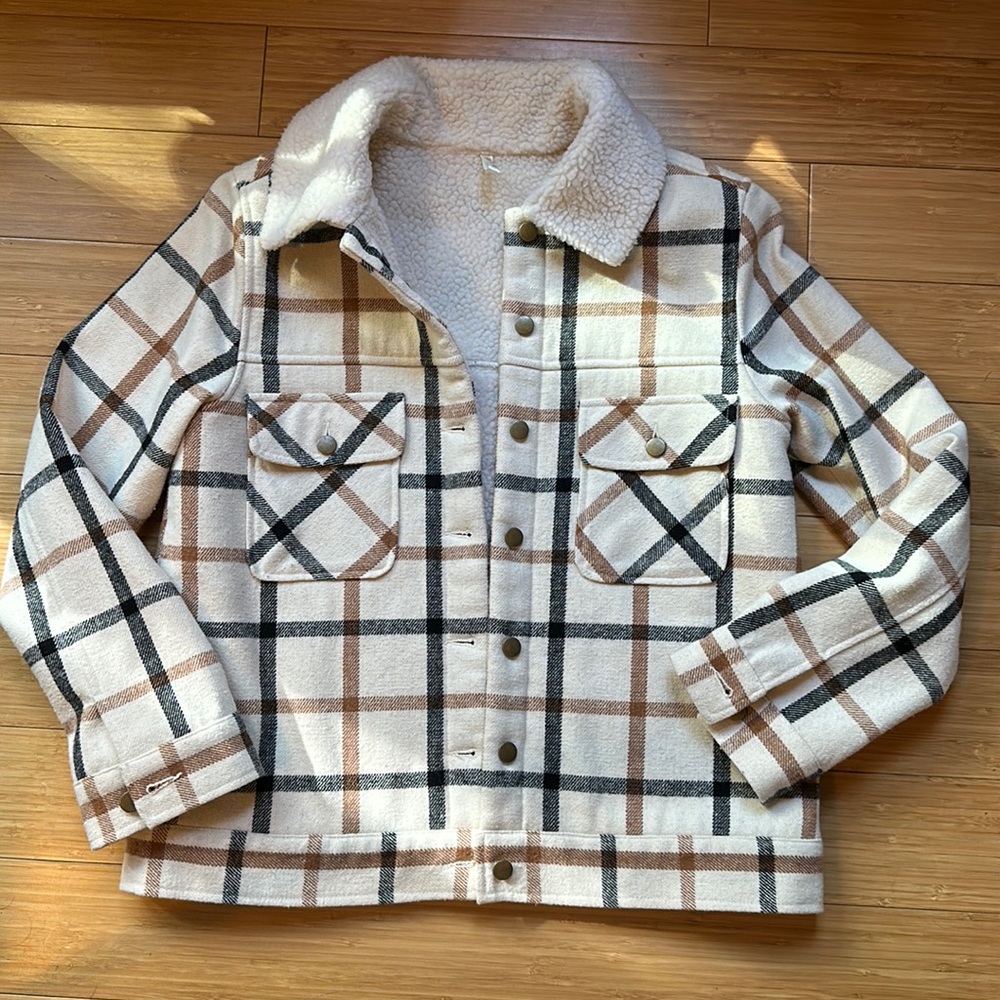 Rylee and Cru plaid Sherpa jacket size XS